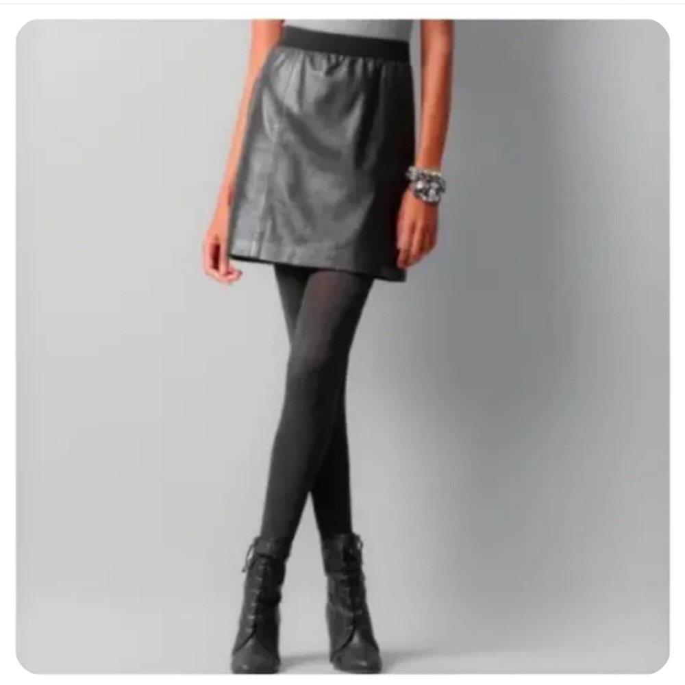 NWT LOFT | 100% Leather Black Mini Skirt Elastic Waistband Size 6